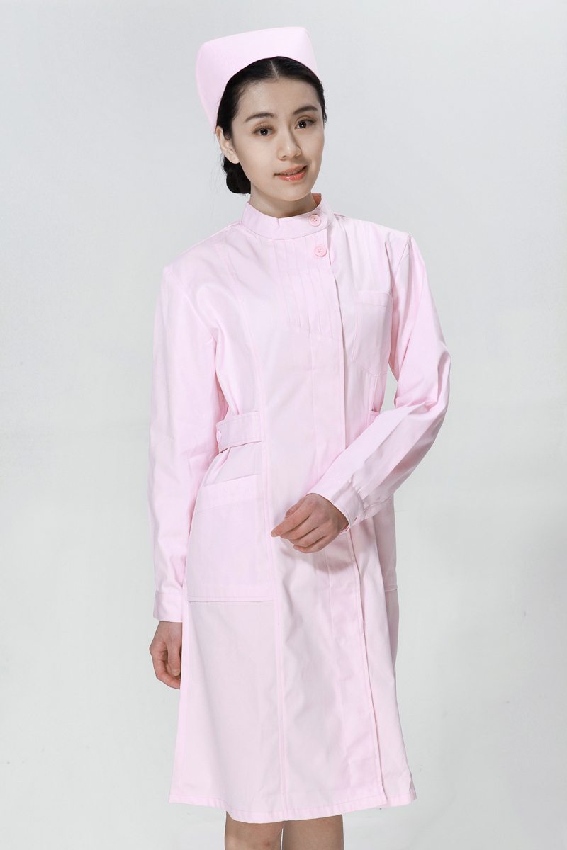 粉色护士服冬款左偏襟立领