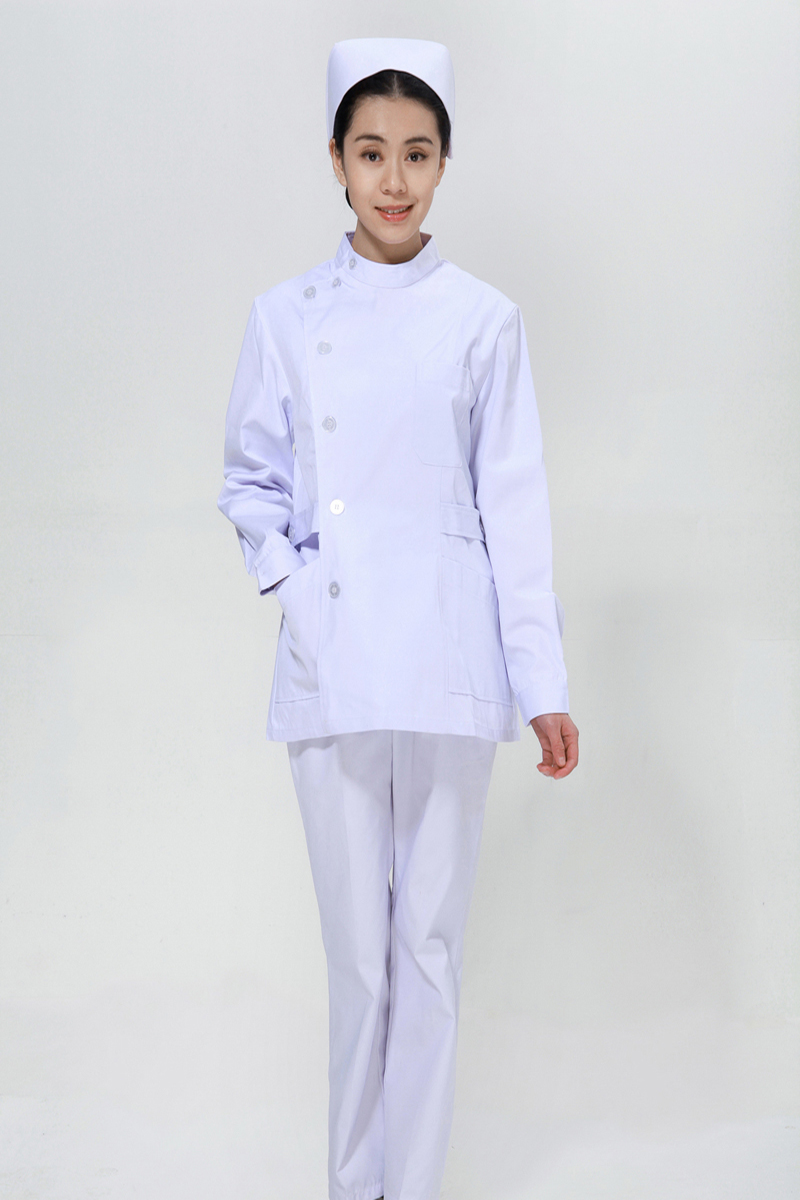 白色护士服套装冬款右偏襟立领